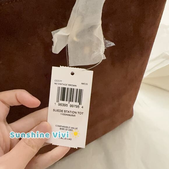 NWT COACH CCC77 Station Tote Bag suede, Vintage Brown Holiday Gift - Picture 8 of 11